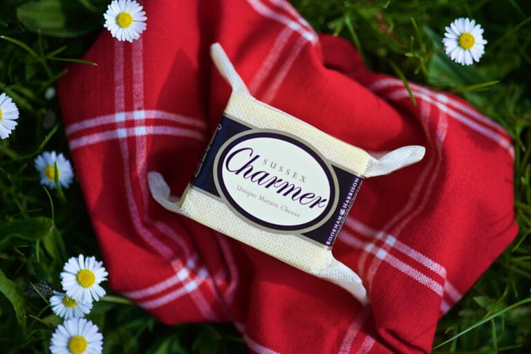 sussex charmer cheese on a picnic table